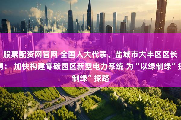 股票配资网官网 全国人大代表、盐城市大丰区区长戴勇： 加快构建零碳园区新型电力系统 为“以绿制绿”探路